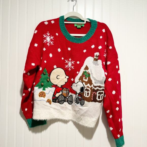 Peanuts Charlie Brown Snoopy Christmas Sweater Size Large - Picture 1 of 6
